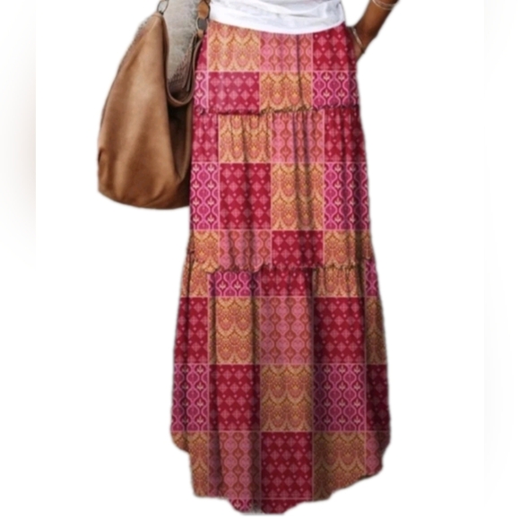 Bohemian Maxi Skirt Long Stretch M L XL Plus Boho Style Casual to Elegant Skirts - Picture 4 of 11